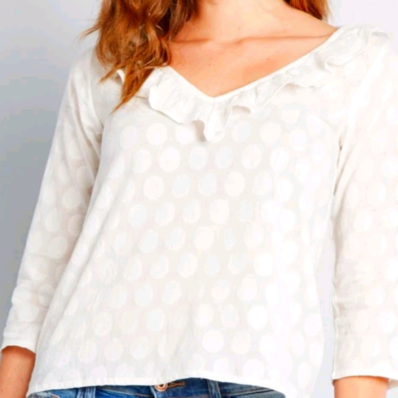 Modcloth Tops - NWT MODCLOTH COMPANIA FANTASTICA Ruffles Or Nothing V-Neck Polka Dot Blouse Top